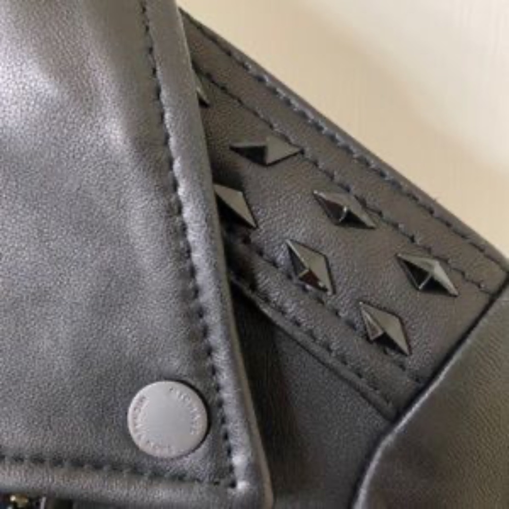 Michael Kors Black Leather Moto Jacket Medium - Picture 5 of 16